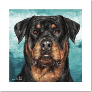 Painting of an Impressive Rottweiler Staring at You Posters and Art